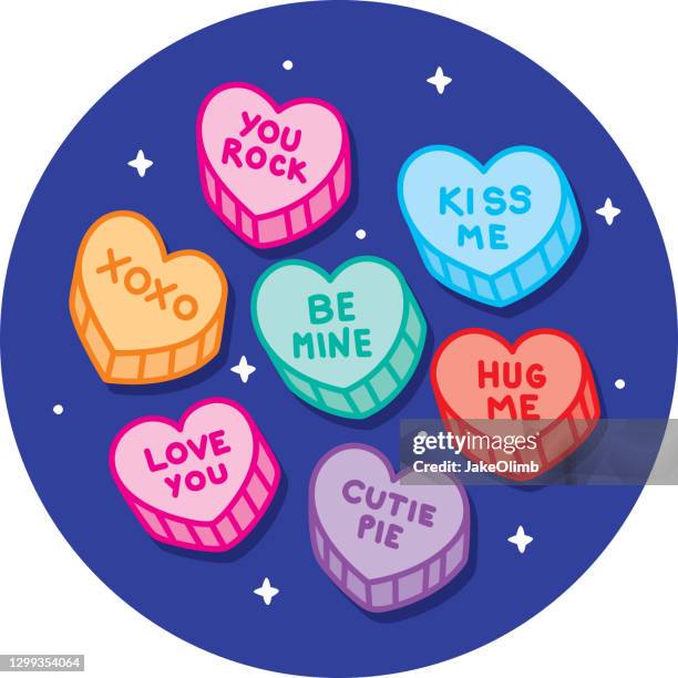 stockillustraties, clipart, cartoons en iconen met candy harten doodle 2 - candy heart