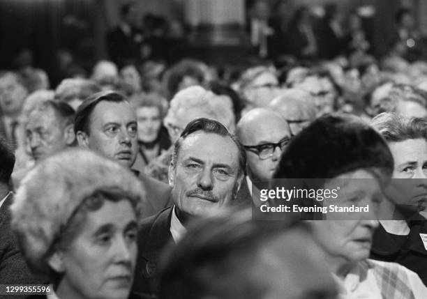 British politician Enoch Powell attends the Conservative Party Conference in Blackpool, UK, 11th October 1972.