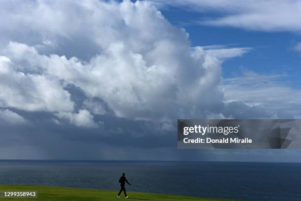 Sam Burns walks on the 4th hole fairway during round two of the Farmers Insurance Open at Torrey Pines on January 29, 2021 in San Diego, California.