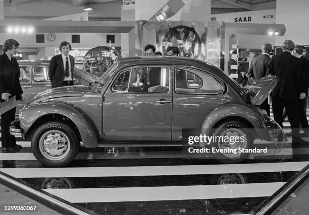 Volkswagen Beetle at the British International Motor Show in Earl's Court, London, UK, October 1972.