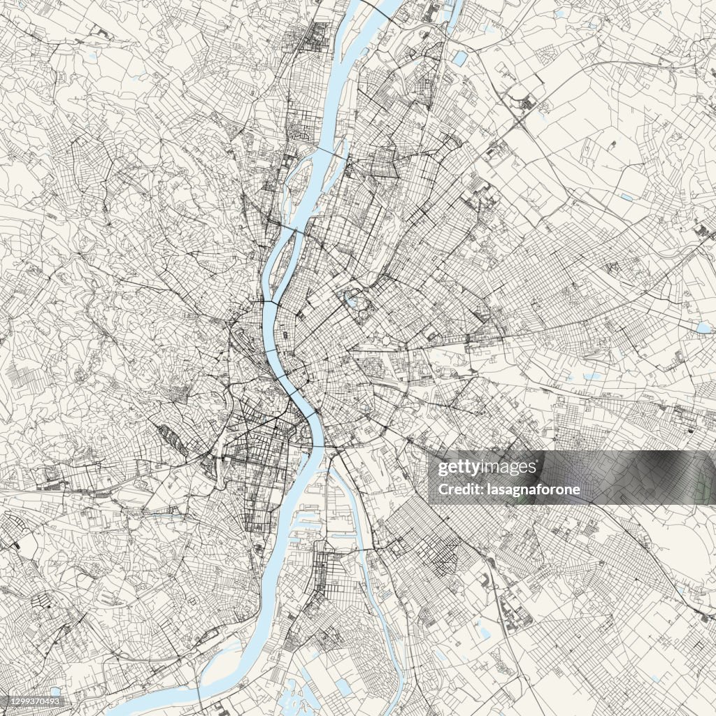 Budapest, Hungary Vector Map