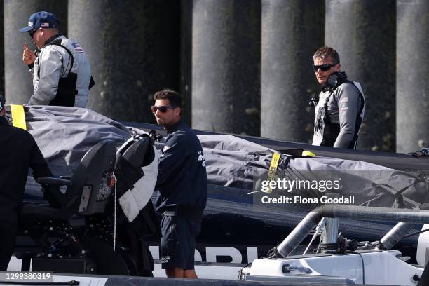 Dean Barker, helmsman of American Magic returns to base after losing the semi finals to Prada Luna Rossa during the 2021 PRADA Cup Semi Finals on...