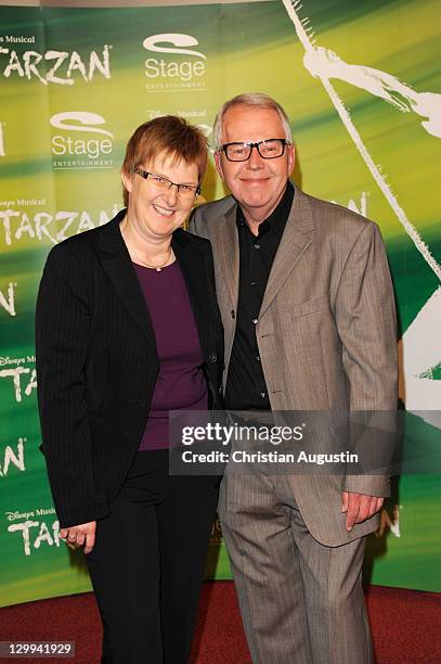 Harald Maack and his wife Astrid attend Tarzan Musical 3rd anniversary at Theatre "Neue Flora" on October 22, 2011 in Hamburg, Germany.