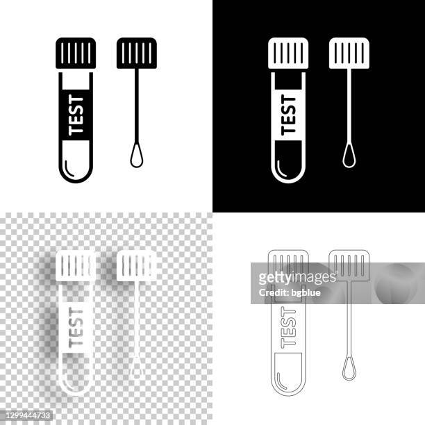 test tube with cotton swab. icon for design. blank, white and black backgrounds - line icon - saliva bodily fluid stock illustrations