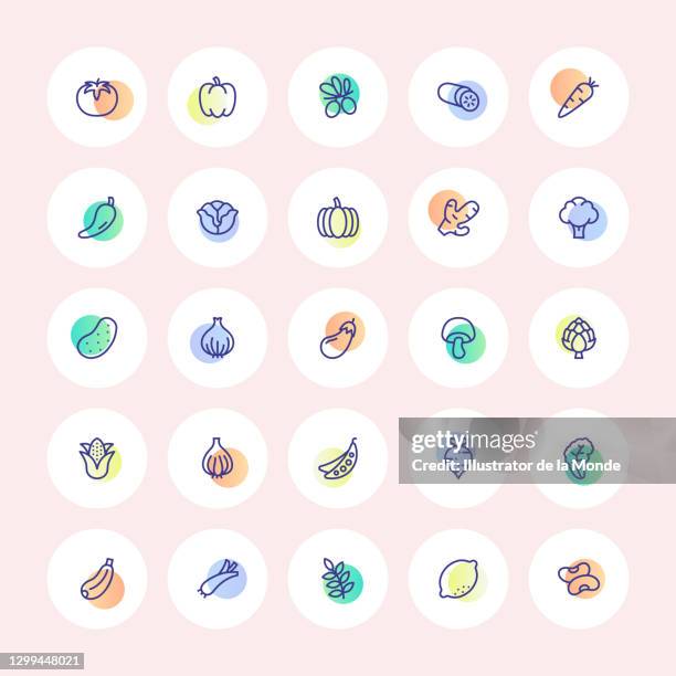 vegetable icons - broccoli isolated stock illustrations