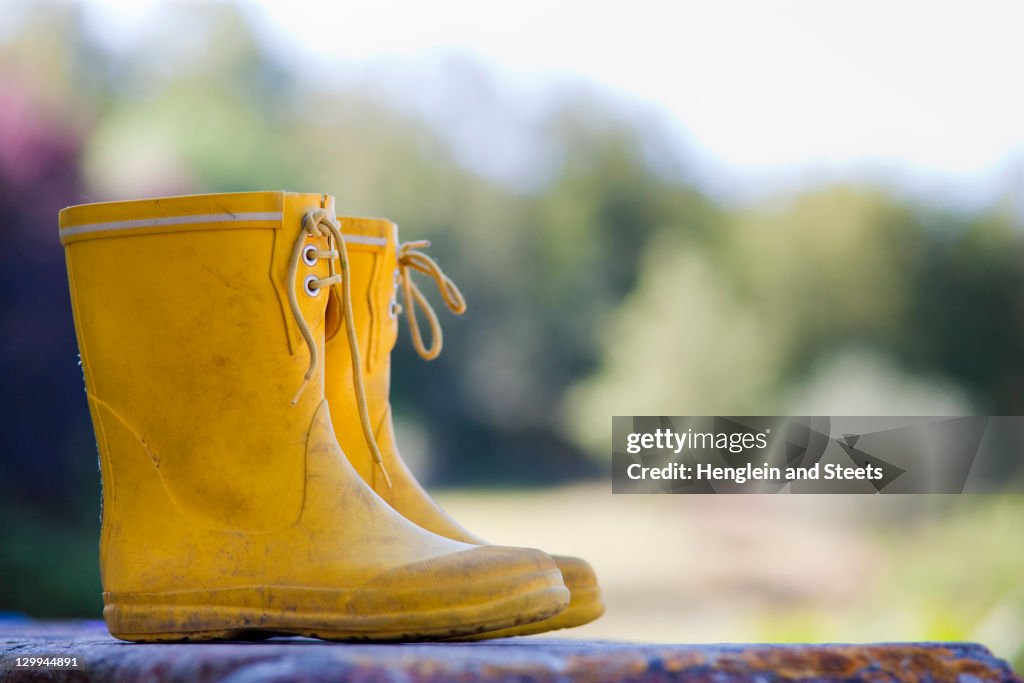 Close up of child's rainboots