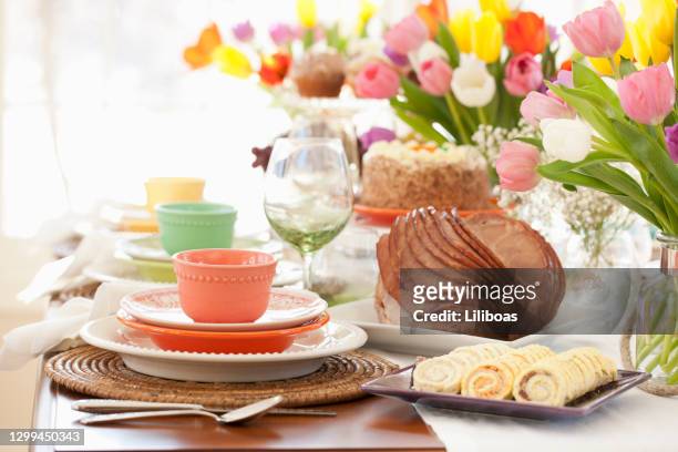 easter ham dining table - easter stock pictures, royalty-free photos & images