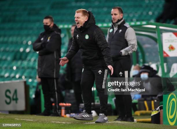 Neil Lennon, Manager of Celtic reacts during the Ladbrokes Scottish Premiership match between Celtic and St. Mirren at Celtic Park on January 30,...