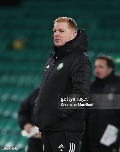 Celtic manager Neil Lennon is seen during the Ladbrokes Scottish Premiership match between Celtic and St. Mirren at Celtic Park on January 30, 2021...