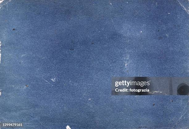 old stained blue book cover - texture papier photos et images de collection