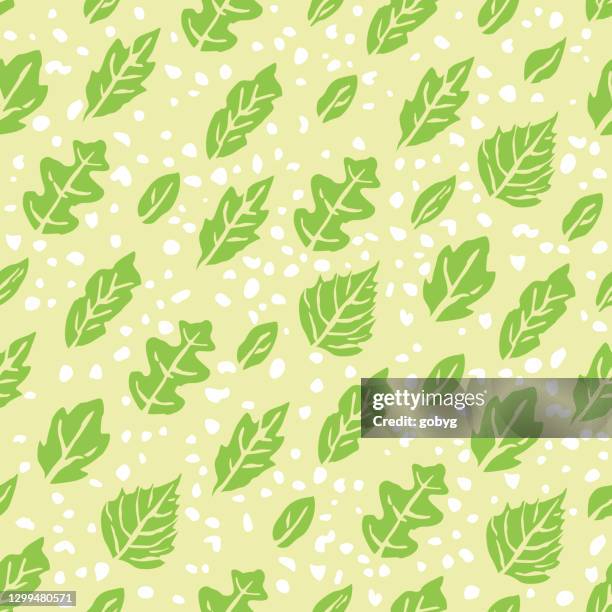 seamless leaf pattern - hand drawn leaf pattern stock illustrations