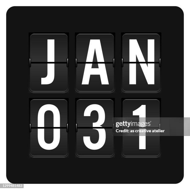 january 31 - daily calendar and black flip scoreboard  digital timer with date - 31 january stock illustrations