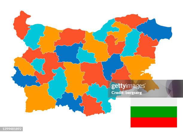 bulgaria map with national flag. vector illustration with regions - sofia stock illustrations