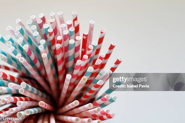 close-up of paper straws - drinking straw stock-fotos und bilder