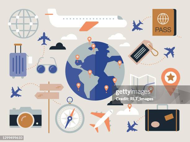 illustrations, cliparts, dessins animés et icônes de collection d’illustration des concepts de voyage et de vacances - boussole