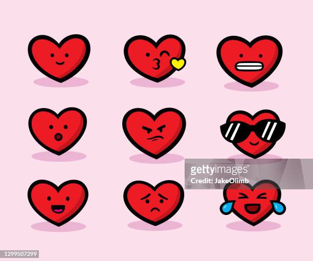 ilustrações, clipart, desenhos animados e ícones de doodles emoji de coração - mandar um beijo