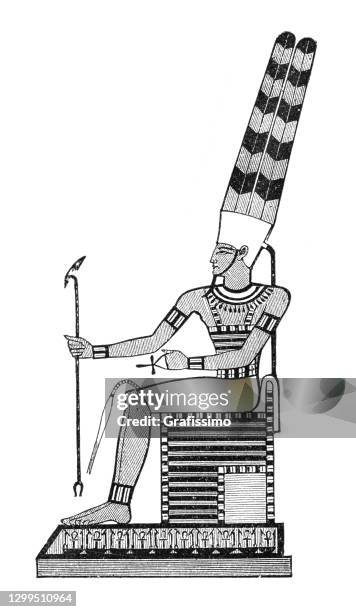 ancient egyptian hieroglyph of god amon - anubis stock illustrations