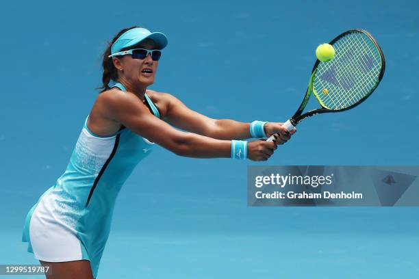 Arina Rodionova of Australia plays a backhand in her match against Caroline Garcia of France during day one of the WTA 500 Gippsland Trophy at...