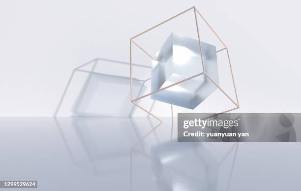 3d rendering exhibition background - cube stock-fotos und bilder