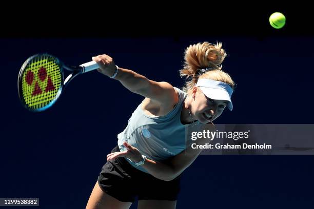 Daria Gavrilova of Australia serves in her match against Viktoria Kuzmova of Slovakia during day one of the WTA 500 Yarra Valley Classic at Melbourne...