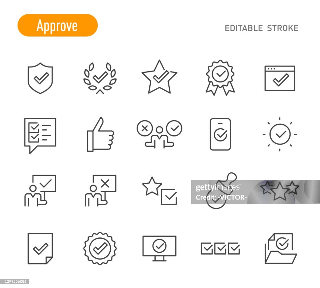 Approuver icons Set - Line Series - Line Series - Editable Stroke