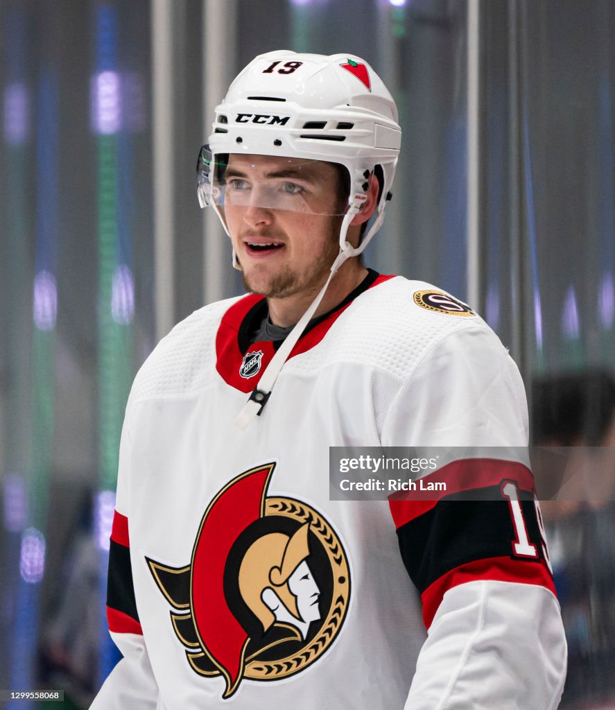 Batherson Drake Batherson of the Ottawa Senators during the pre-game warmup ...