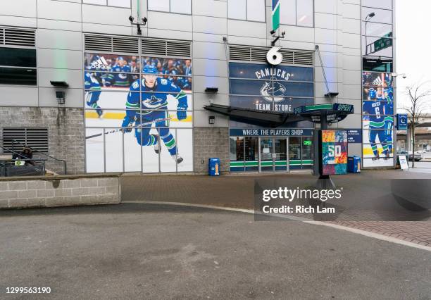 General view of the exterior of Rogers Arena, home of the Vancouver Canucks on January 27, 2021 in Vancouver, Canada.