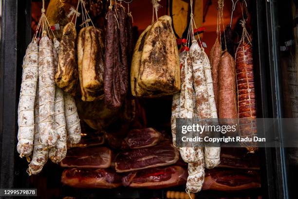 traditional italian gourmet meat - ham salami bildbanksfoton och bilder