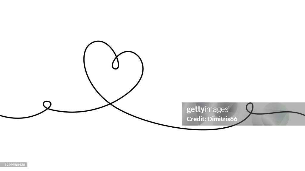 Hand drawn doodle heart. Stroke is editable so you can make it thiner or thicker. Continuous seamless line art drawing.