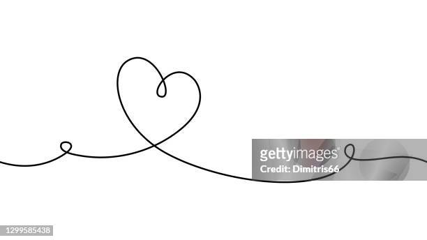 hand drawn doodle heart. stroke is editable so you can make it thiner or thicker. continuous seamless line art drawing. - heart stock illustrations