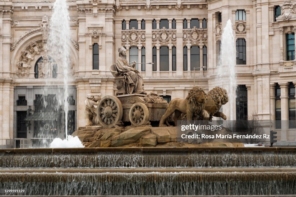 Cibeles Fountain on Cibeles square (plaza de Cibeles) in Madrid, Spain