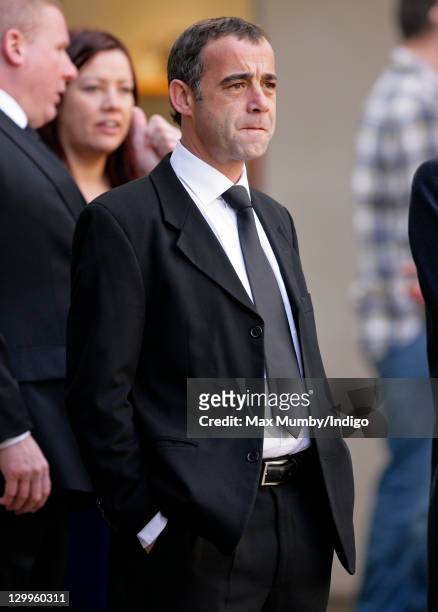 Michael Le Vell attends the funeral of 'Coronation Street' actress Betty Driver at St. Ann's Church on October 22, 2011 in Manchester, England.