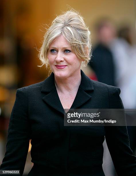 Sarah Lancashire attends the funeral of 'Coronation Street' actress Betty Driver at St. Ann's Church on October 22, 2011 in Manchester, England.