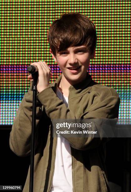 Actor/singer Greyson Chance performs onstage during Variety's 5th annual Power Of Youth event presented by The Hub at Paramount Studios on October...