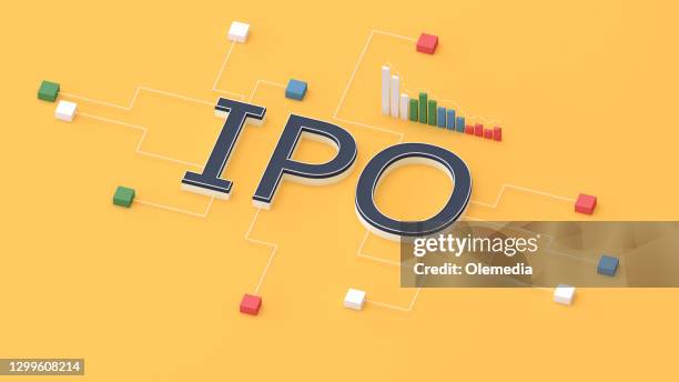 ipo initial public offering 3d konzept - börsengang stock-fotos und bilder