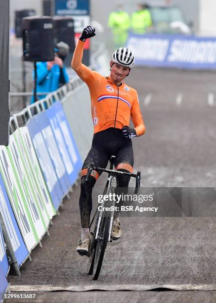 Mathieu van der Poel of The Netherlands during the UCI Cyclo-cross World Championships - Men Elite on January 31, 2021 in Oostende, Belgium