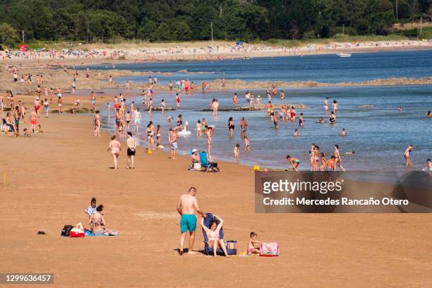 ares beach in a coruña, galicia, spain, summertime. - a coruna stock pictures, royalty-free photos & images