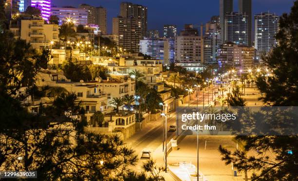 benidorm night (spain) - alicante street stock pictures, royalty-free photos & images