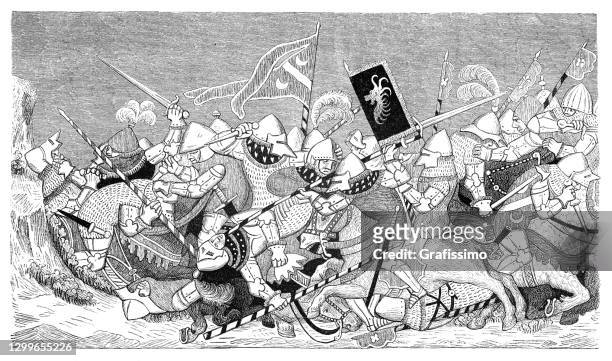 illustrazioni stock, clip art, cartoni animati e icone di tendenza di battaglia medievale di sempach svizzera 1386 - marciare