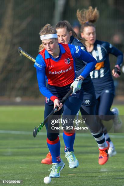 Yibbi Jansen of SCHC during the Dutch Hockey Tulp Hoofdklasse match between SCHC and HDM at Sportpark Kees Boekelaan on January 31, 2021 in...