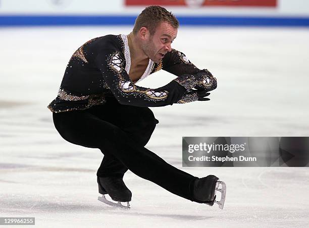 Kevin Van Der Perren of Belgium performs in the Men's Free Skating during Hilton HHonors Skate America at Citizens Business Bank Arena on October 22,...