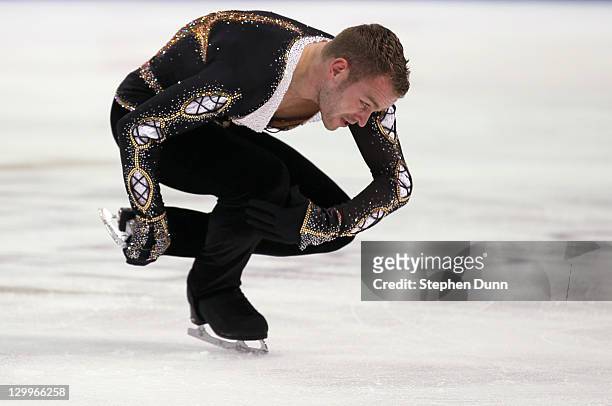 Kevin Van Der Perren of Belgium performs in the Men's Free Skating during Hilton HHonors Skate America at Citizens Business Bank Arena on October 22,...