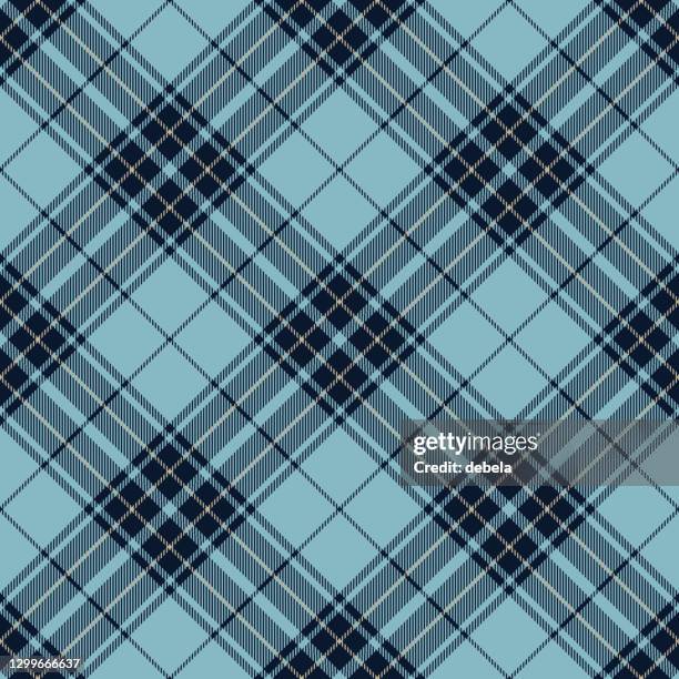 blue argyle scottish tartan plaid textile pattern - plaid stock illustrations