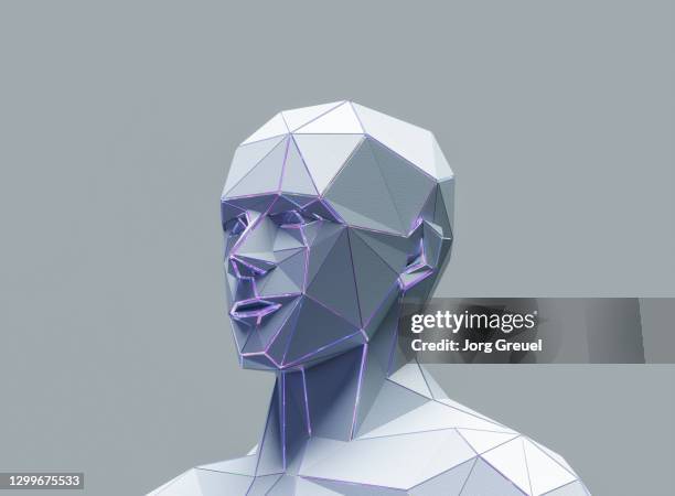 polygon head - low poly modelling person photos et images de collection