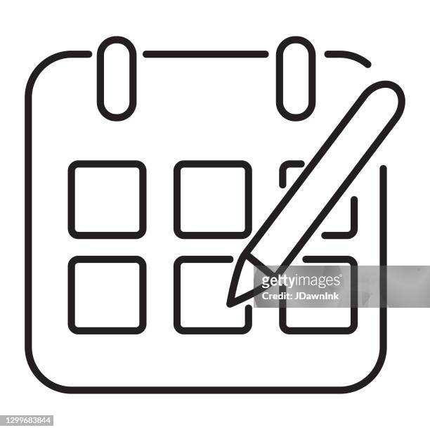 customer service and contact information schedule thin line icon - editable stroke - making a reservation stock illustrations