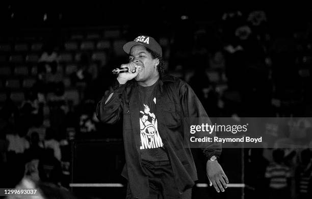 Rapper Ice Cube performs at The Arena in St. Louis, Missouri in August 1990.