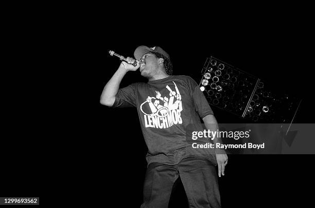 Rapper Ice Cube performs at The Arena in St. Louis, Missouri in August 1990.