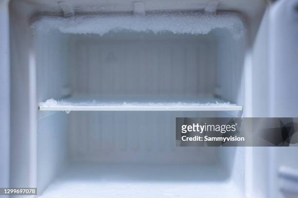 close-up of open refrigerator - congelador fotografías e imágenes de stock
