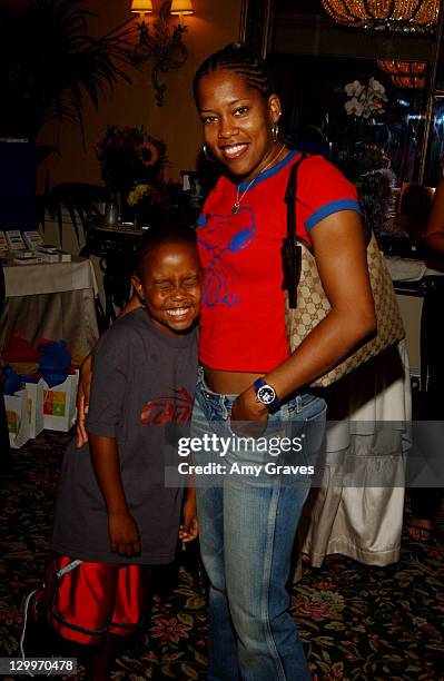 Regina King and son Ian Alexander Jr. During HBO "Luxury Lounge" at the 55th Annual Emmy Awards at The Peninsula Hotel - Magnolia Room in Beverly...