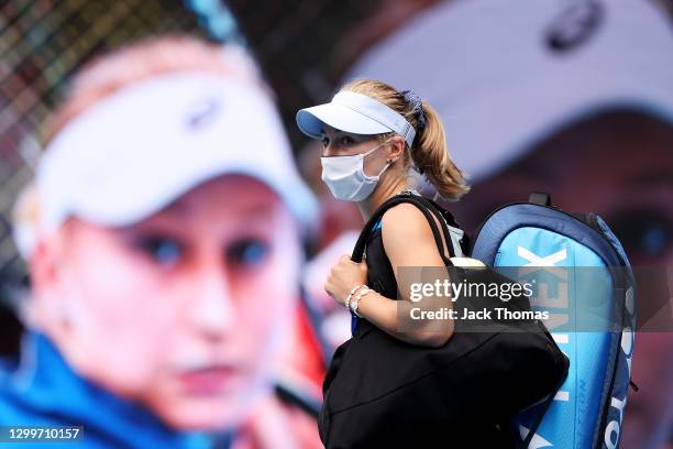 Daria Gavrilova of Australia walks onto court ahead of her Women's Singles Round of 32 match against Serena Williams of The United States of America...